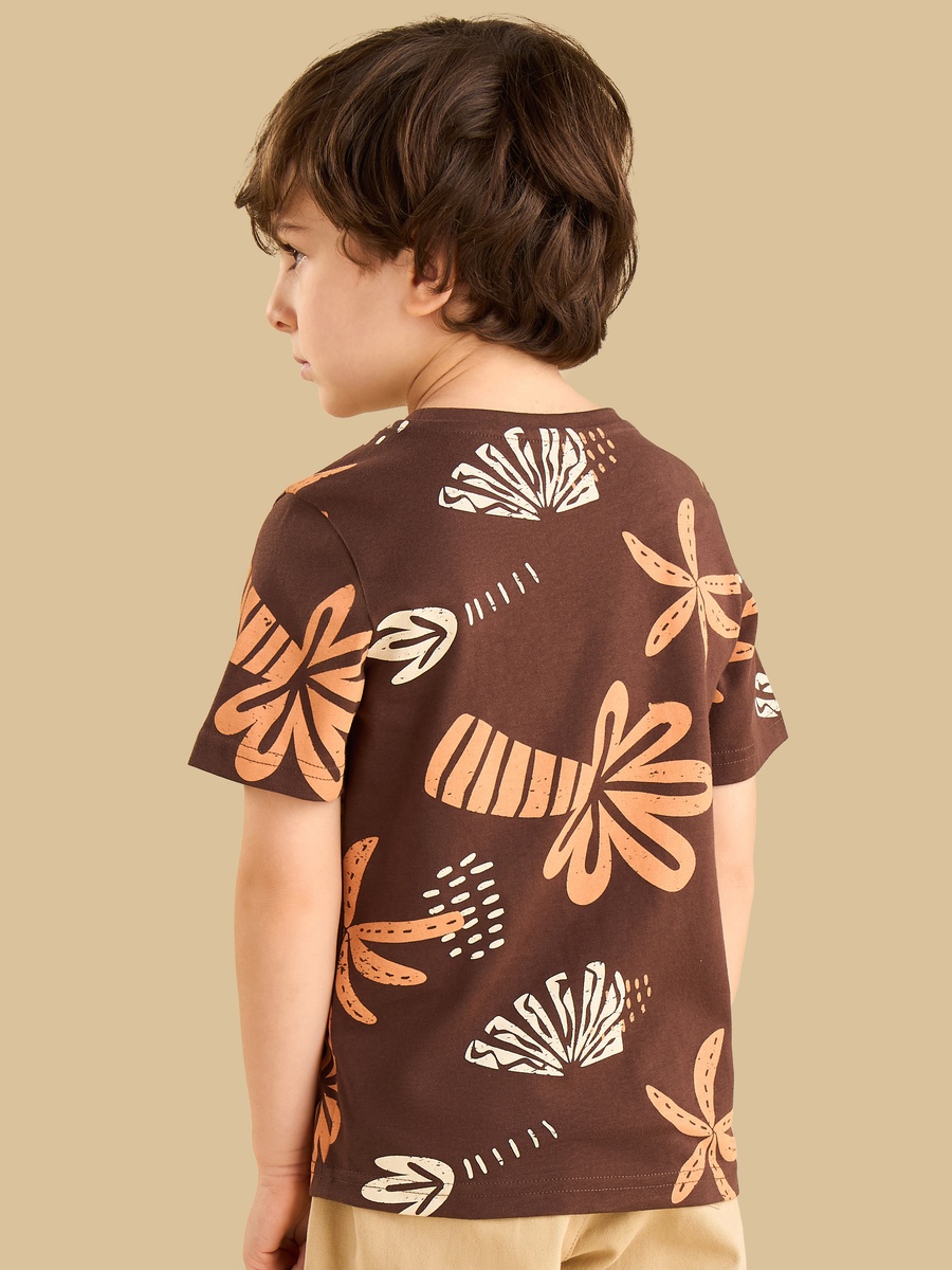 Palm Tree Print Cotton T-Shirt