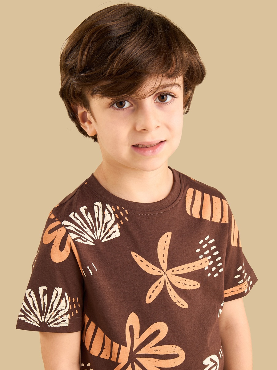 Palm Tree Print Cotton T-Shirt