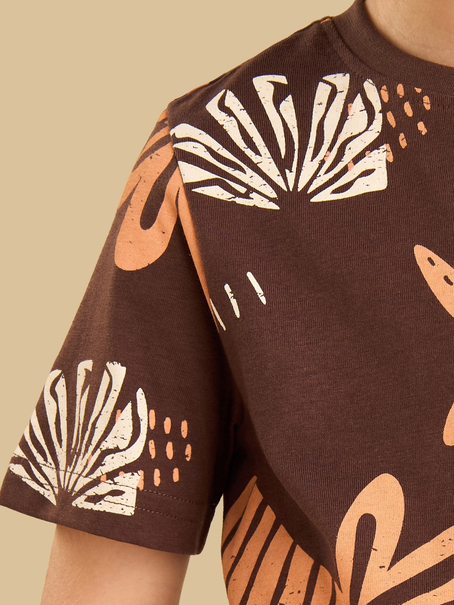 Palm Tree Print Cotton T-Shirt