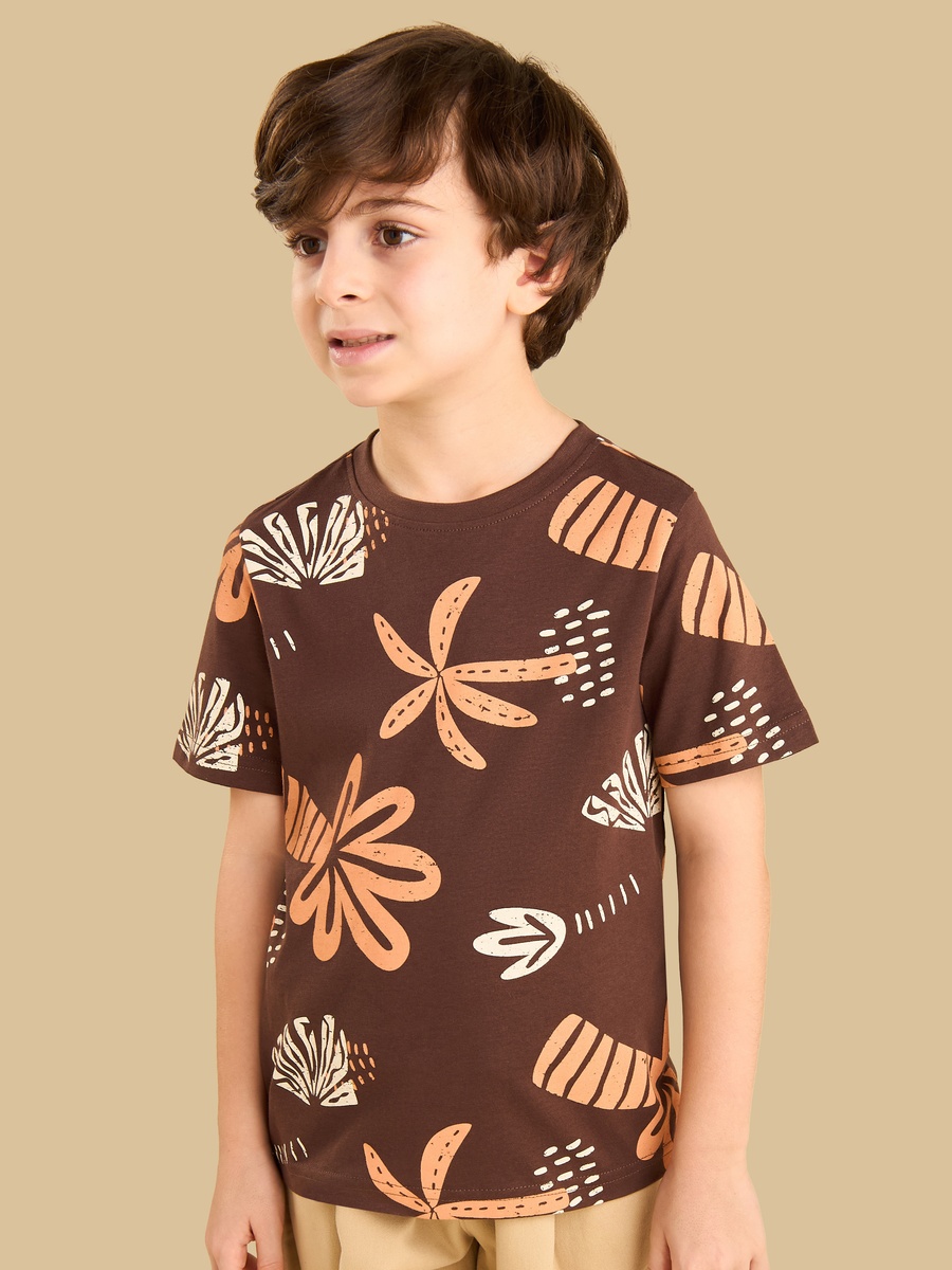 Palm Tree Print Cotton T-Shirt