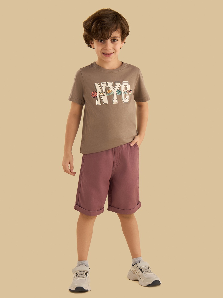 Nyc Slogan Print Cotton T-Shirt