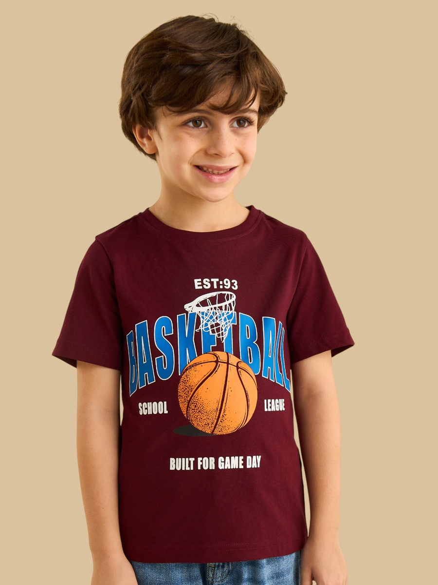Basketball Print Cotton T-Shirt