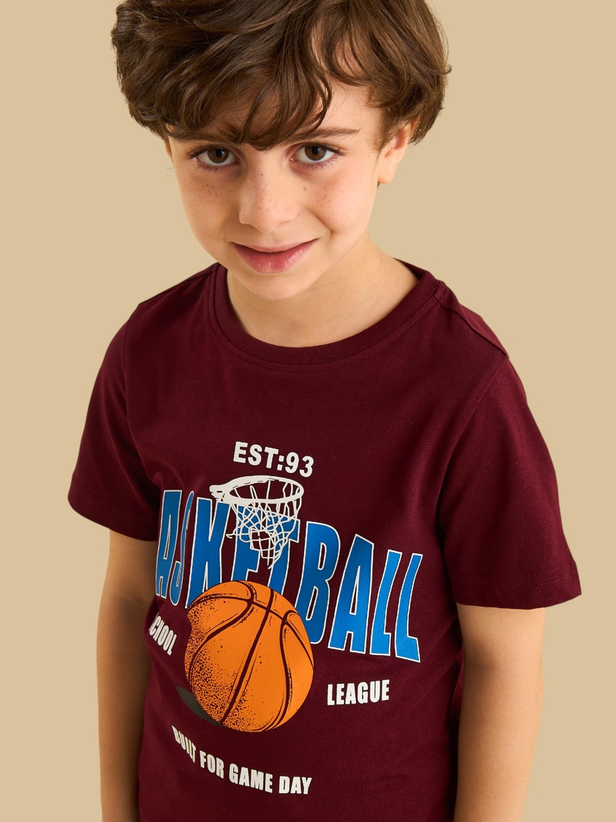 Basketball Print Cotton T-Shirt