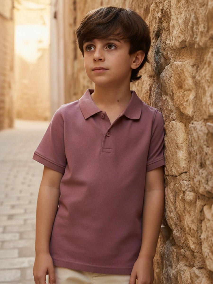 Textured Cotton Polo T-Shirt