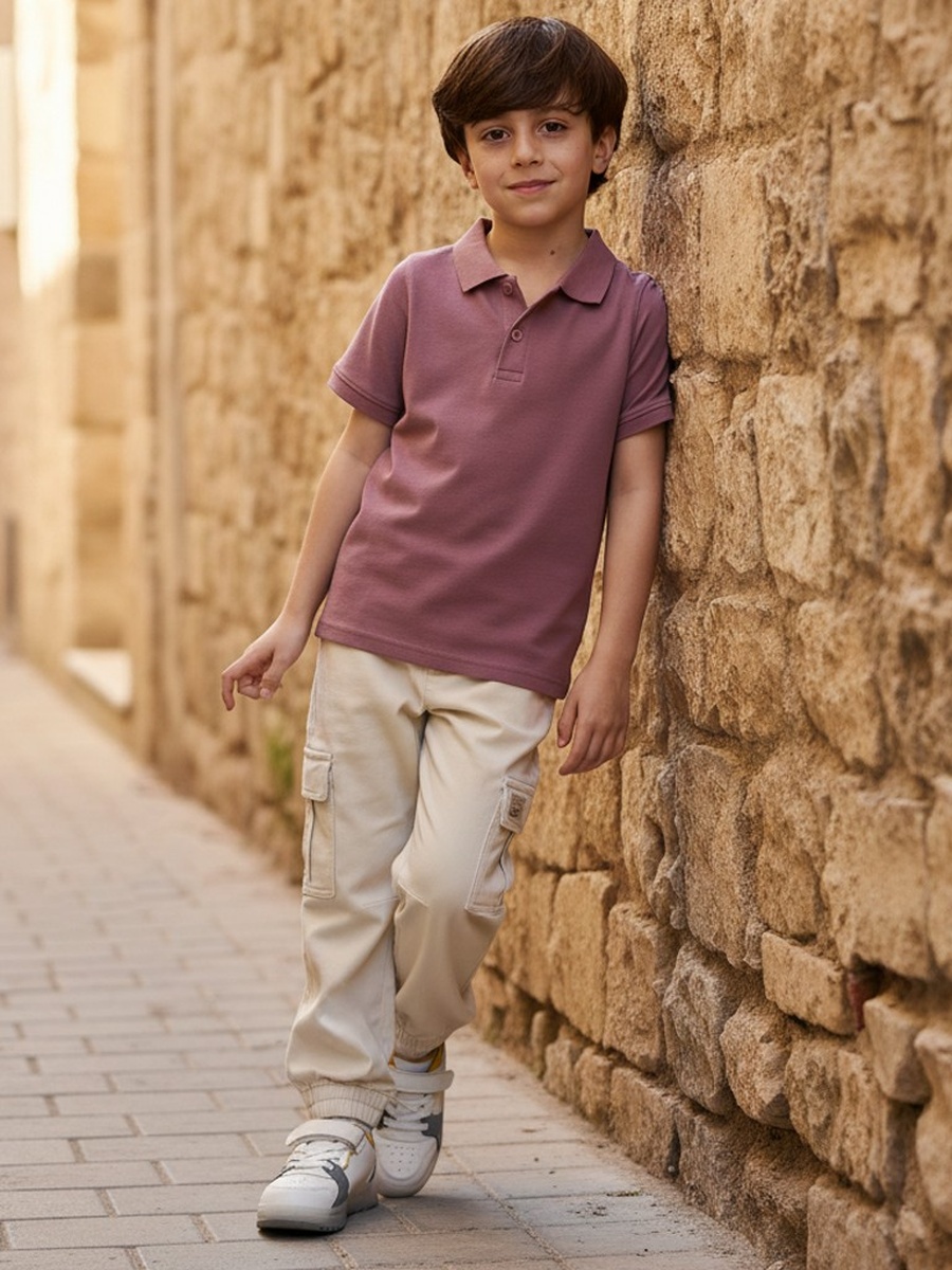 Textured Cotton Polo T-Shirt