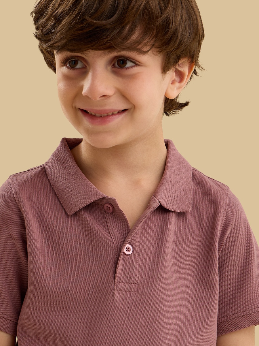 Textured Cotton Polo T-Shirt