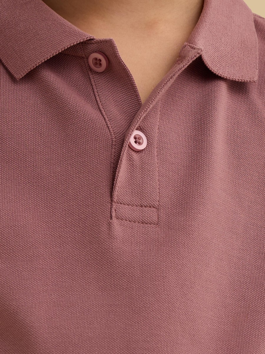 Textured Cotton Polo T-Shirt