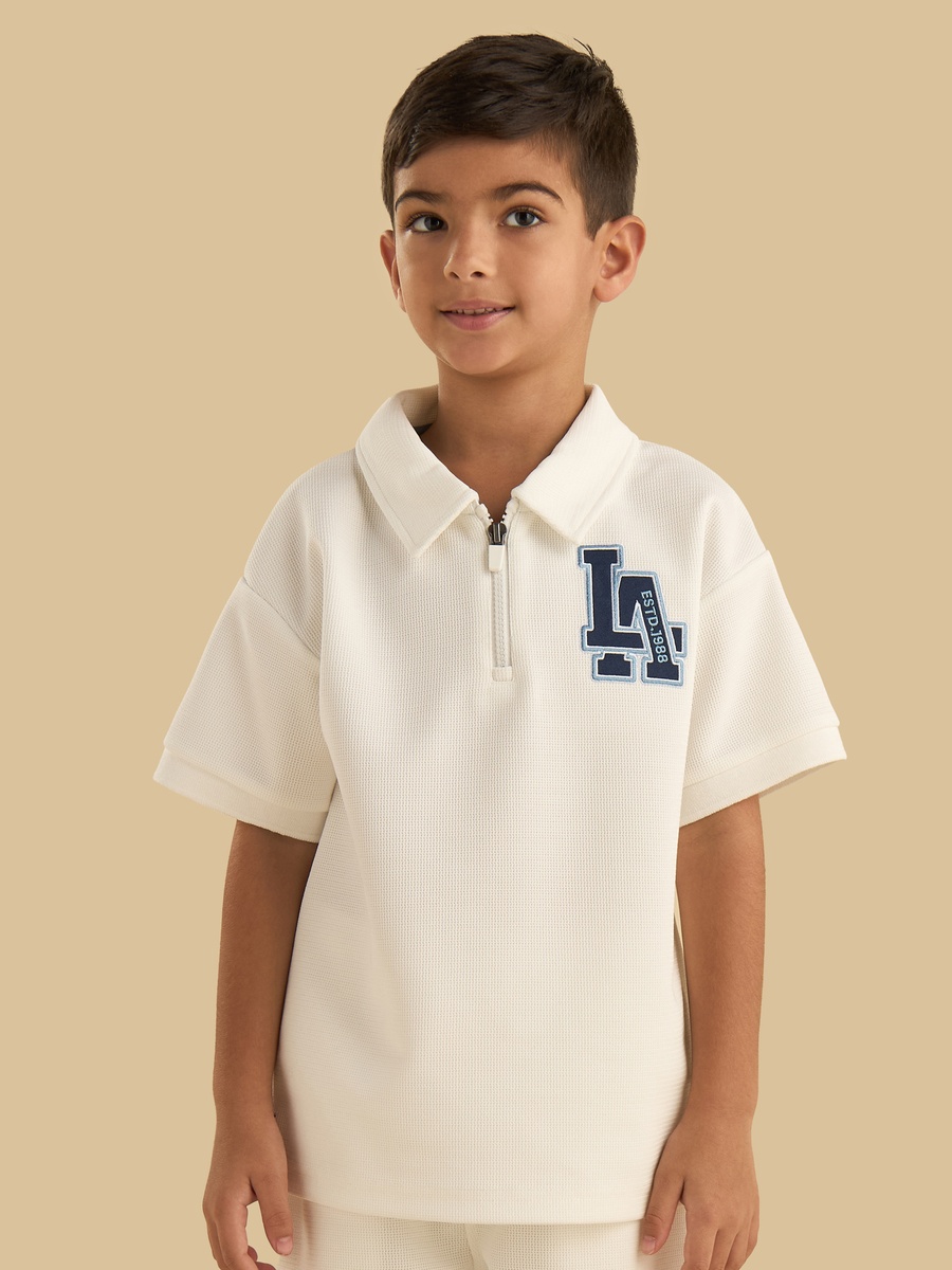 La Embroidered Polo T-Shirt and Shorts Set