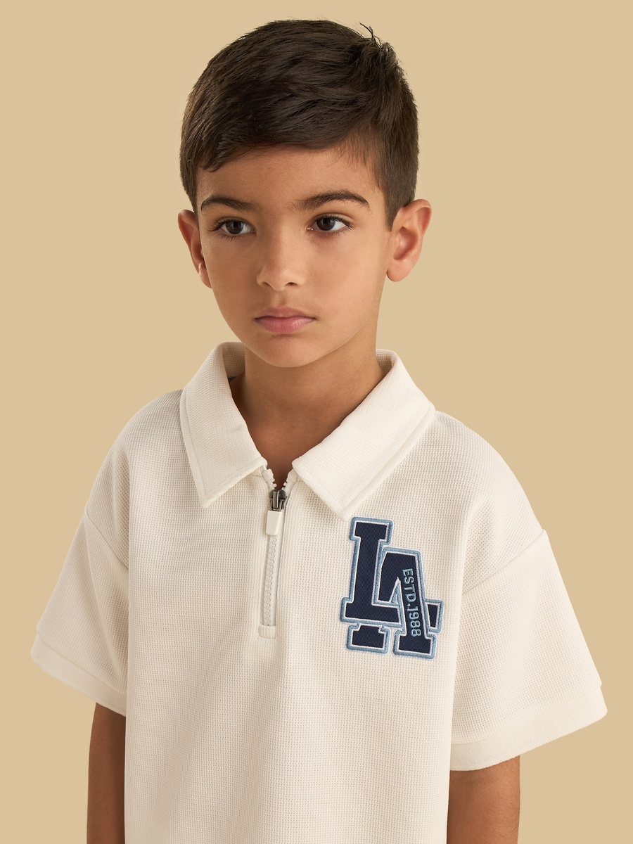 La Embroidered Polo T-Shirt and Shorts Set