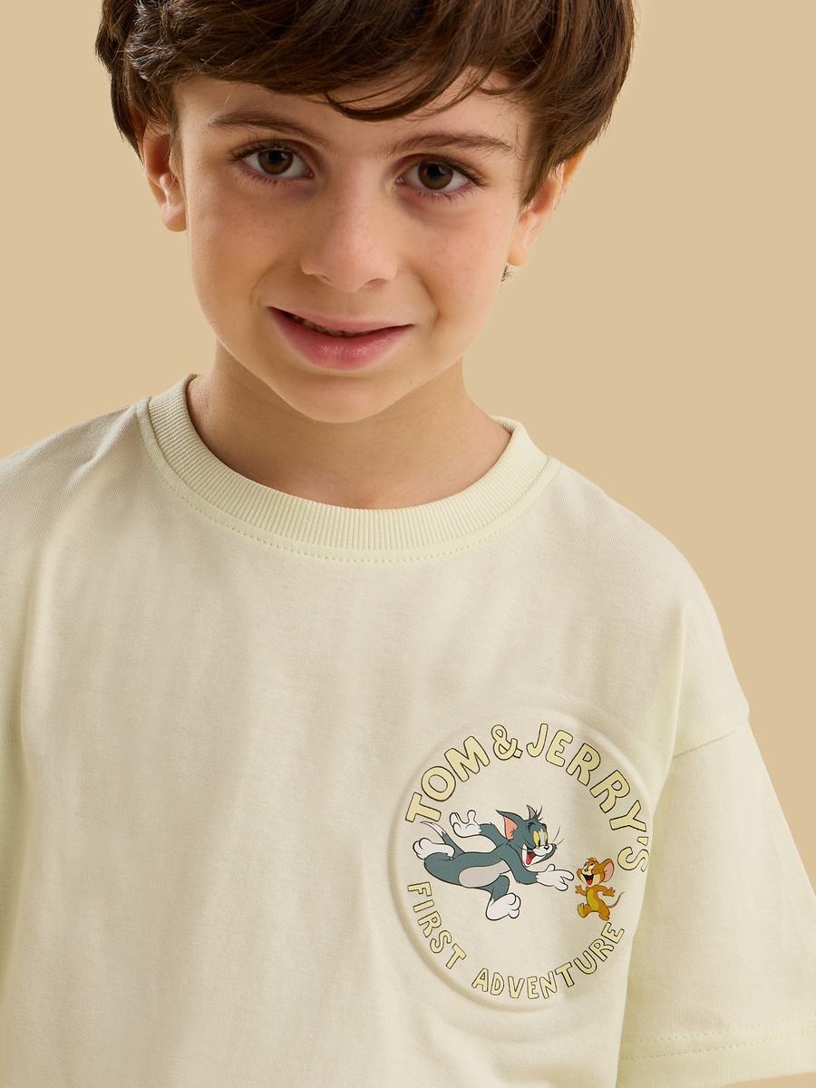 Tom and Jerry Print Cotton T-Shirt and Shorts Set