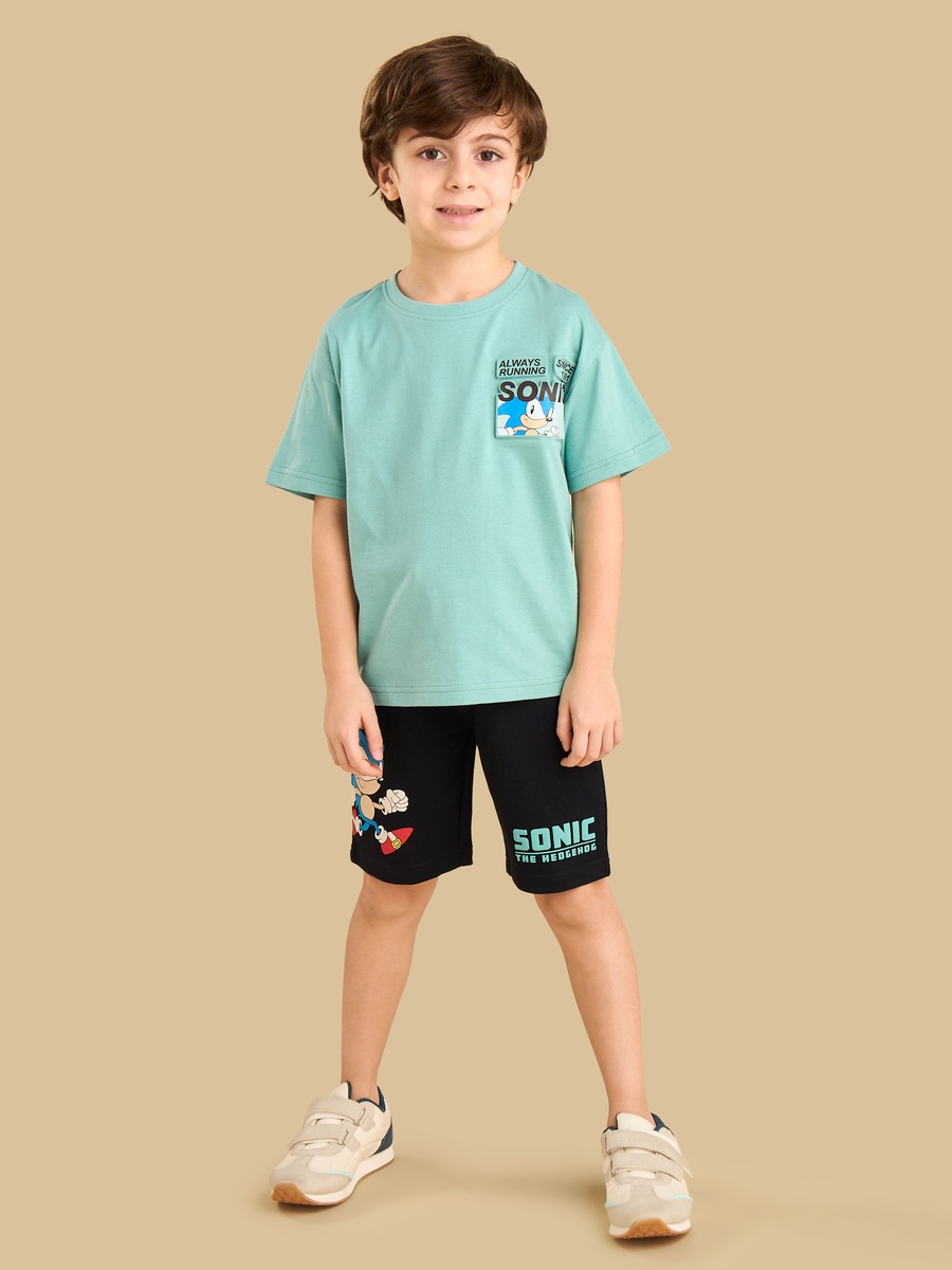 Sonic the Hedgehog Print Cotton T-Shirt and Shorts Set