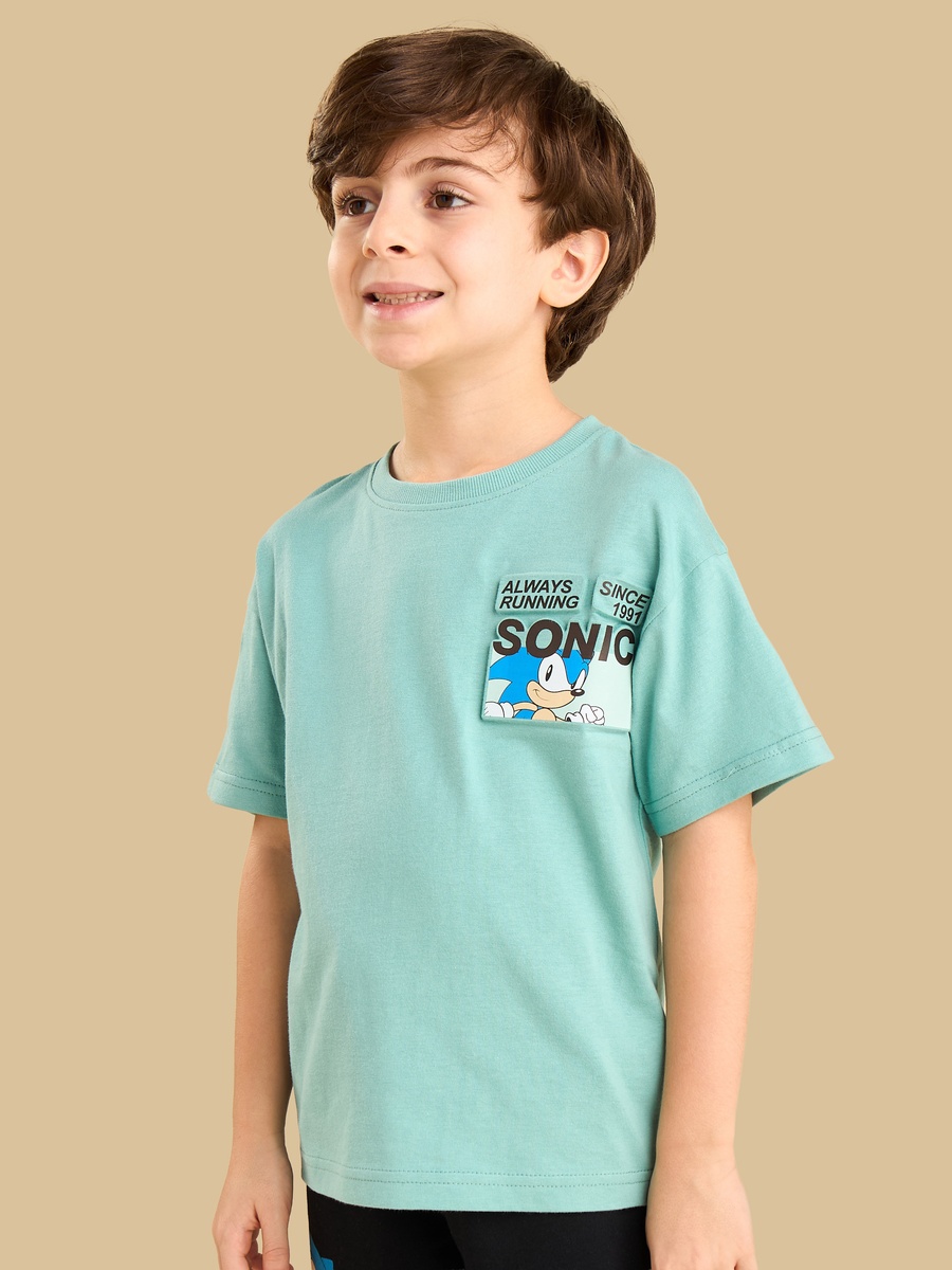Sonic the Hedgehog Print Cotton T-Shirt and Shorts Set