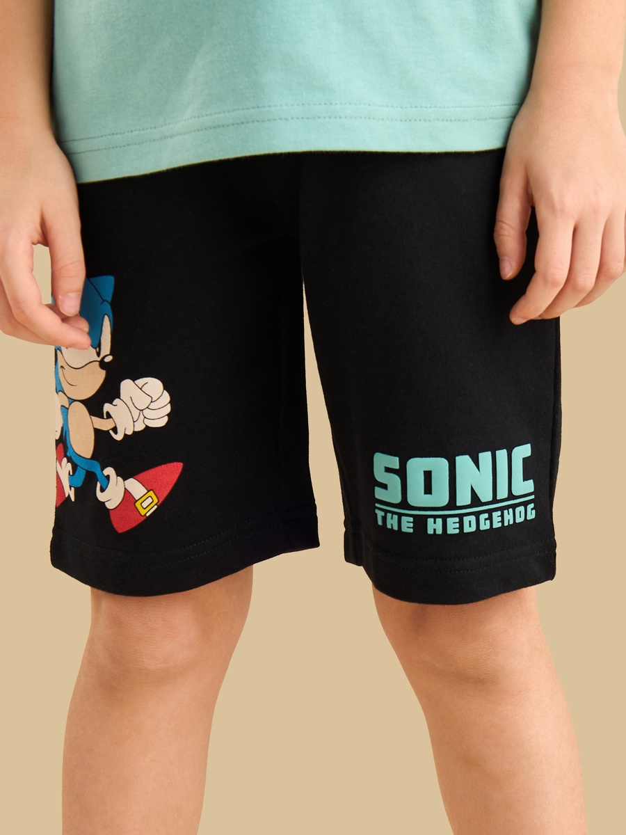 Sonic the Hedgehog Print Cotton T-Shirt and Shorts Set