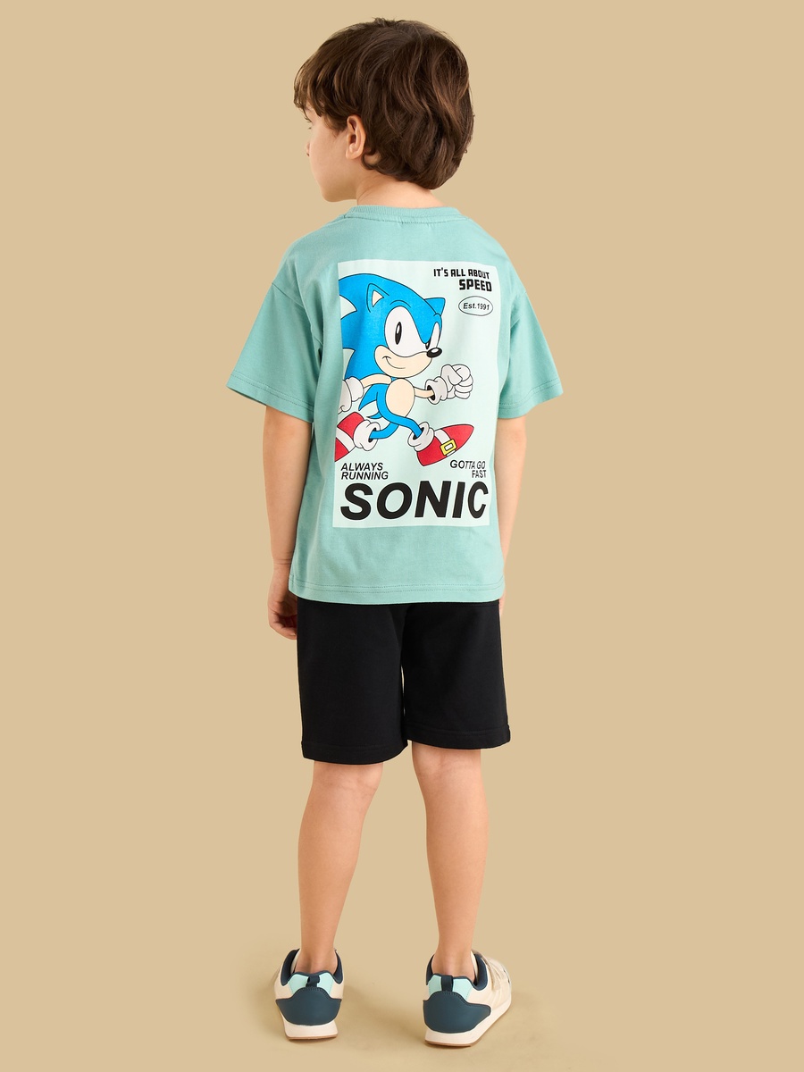 Sonic the Hedgehog Print Cotton T-Shirt and Shorts Set