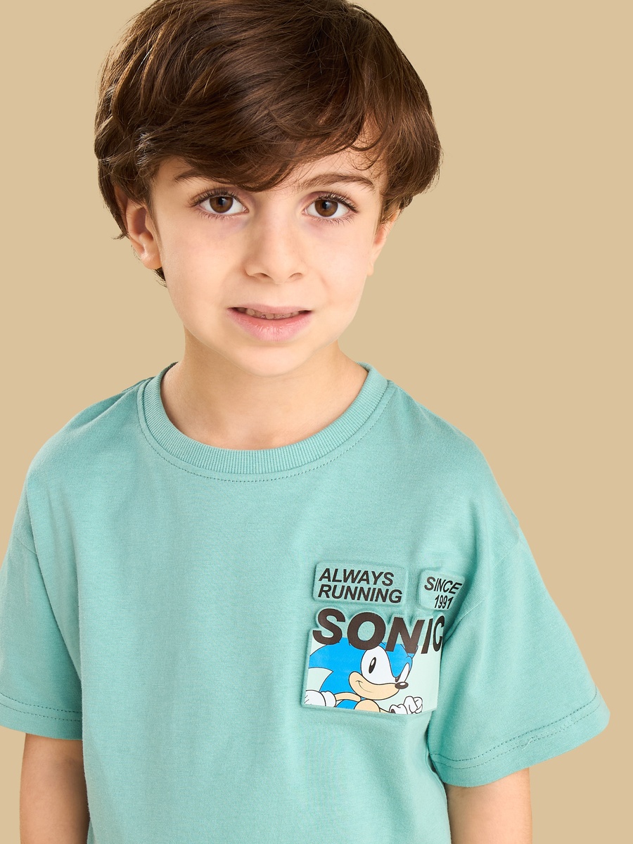 Sonic the Hedgehog Print Cotton T-Shirt and Shorts Set