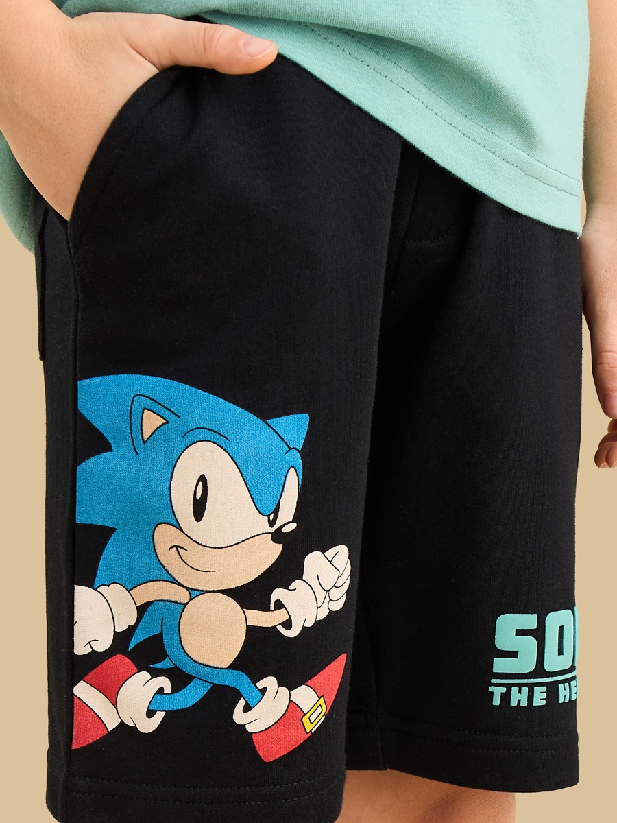 Sonic the Hedgehog Print Cotton T-Shirt and Shorts Set