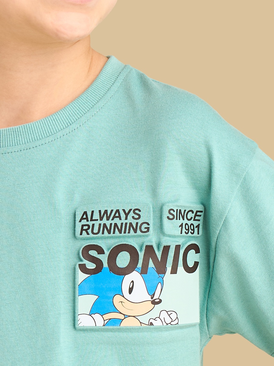 Sonic the Hedgehog Print Cotton T-Shirt and Shorts Set