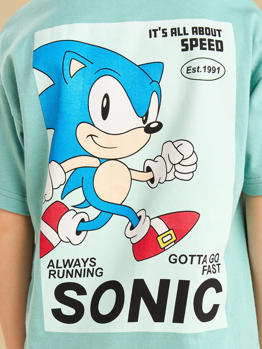 Sonic the Hedgehog Print Cotton T-Shirt and Shorts Set