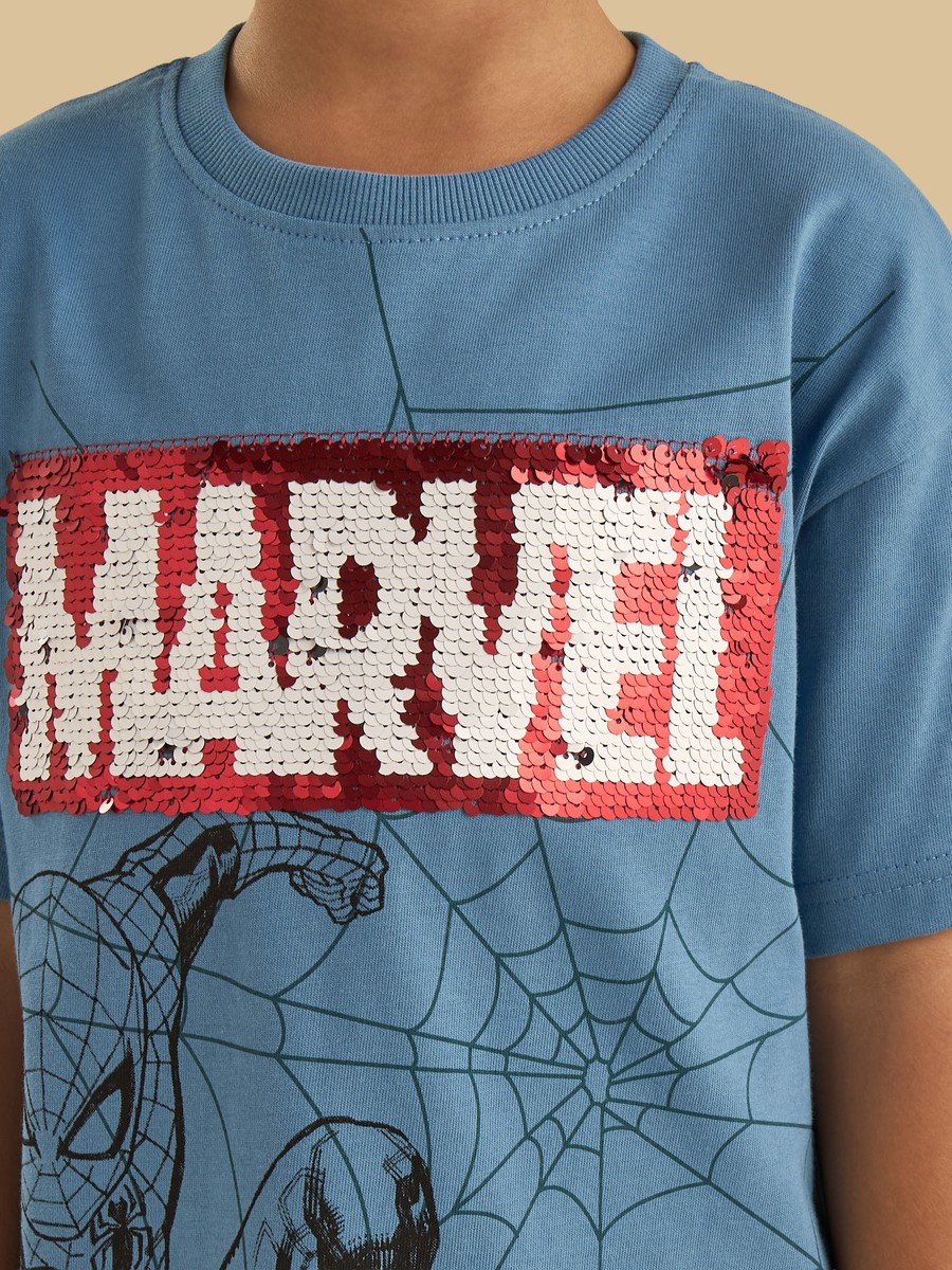 Marvel Spider-Man Flip Sequin Cotton T-Shirt
