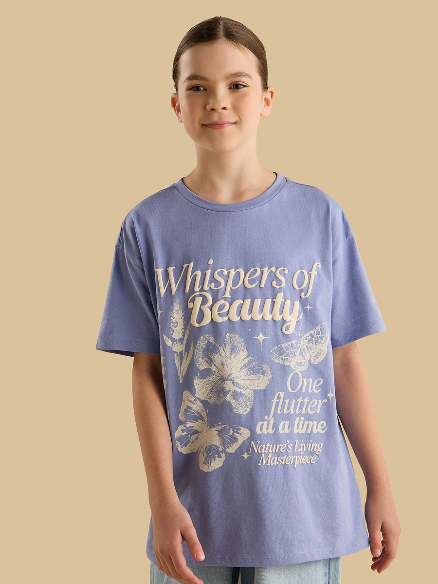 Butterfly Print Oversized Cotton T-Shirt