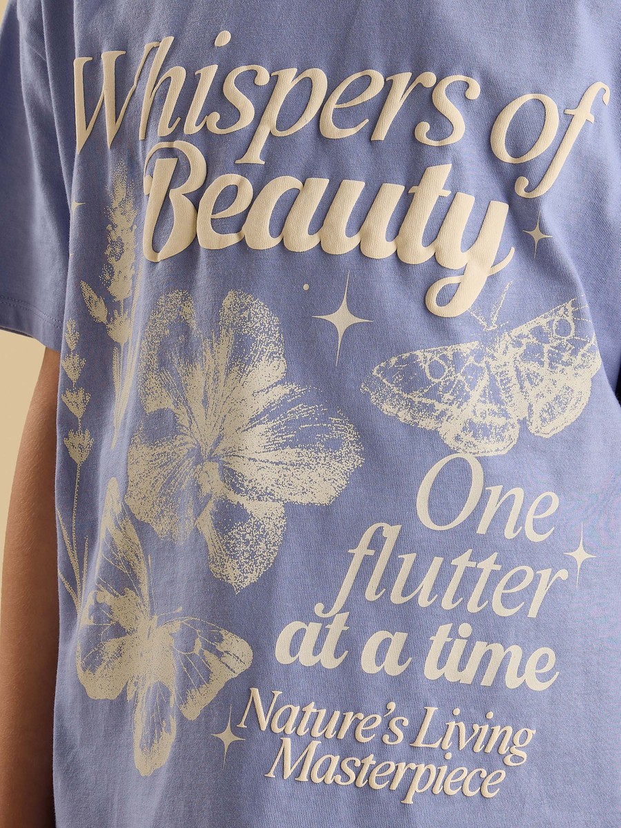 Butterfly Print Oversized Cotton T-Shirt