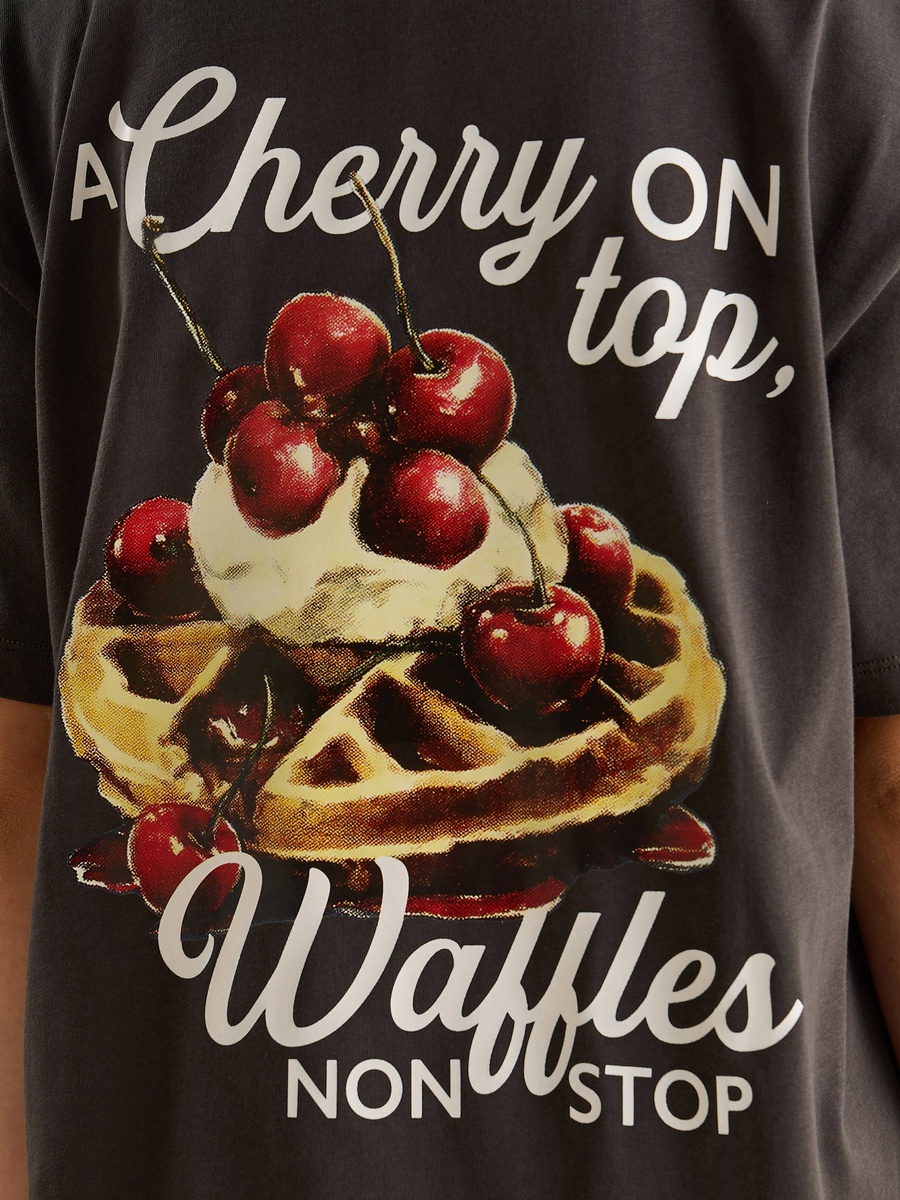 Waffle Print Oversized T-Shirt