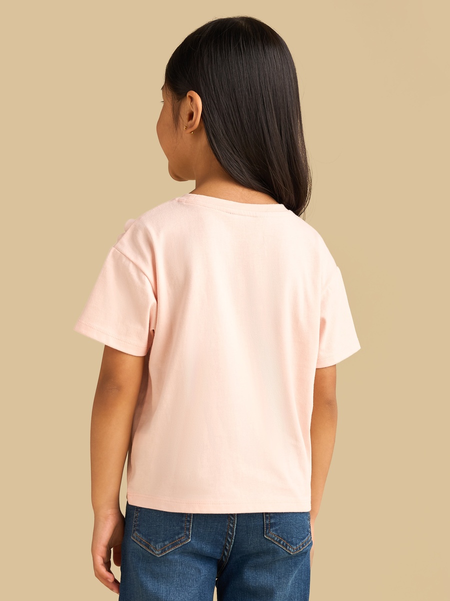Floral Accent Cotton Corsage T-Shirt
