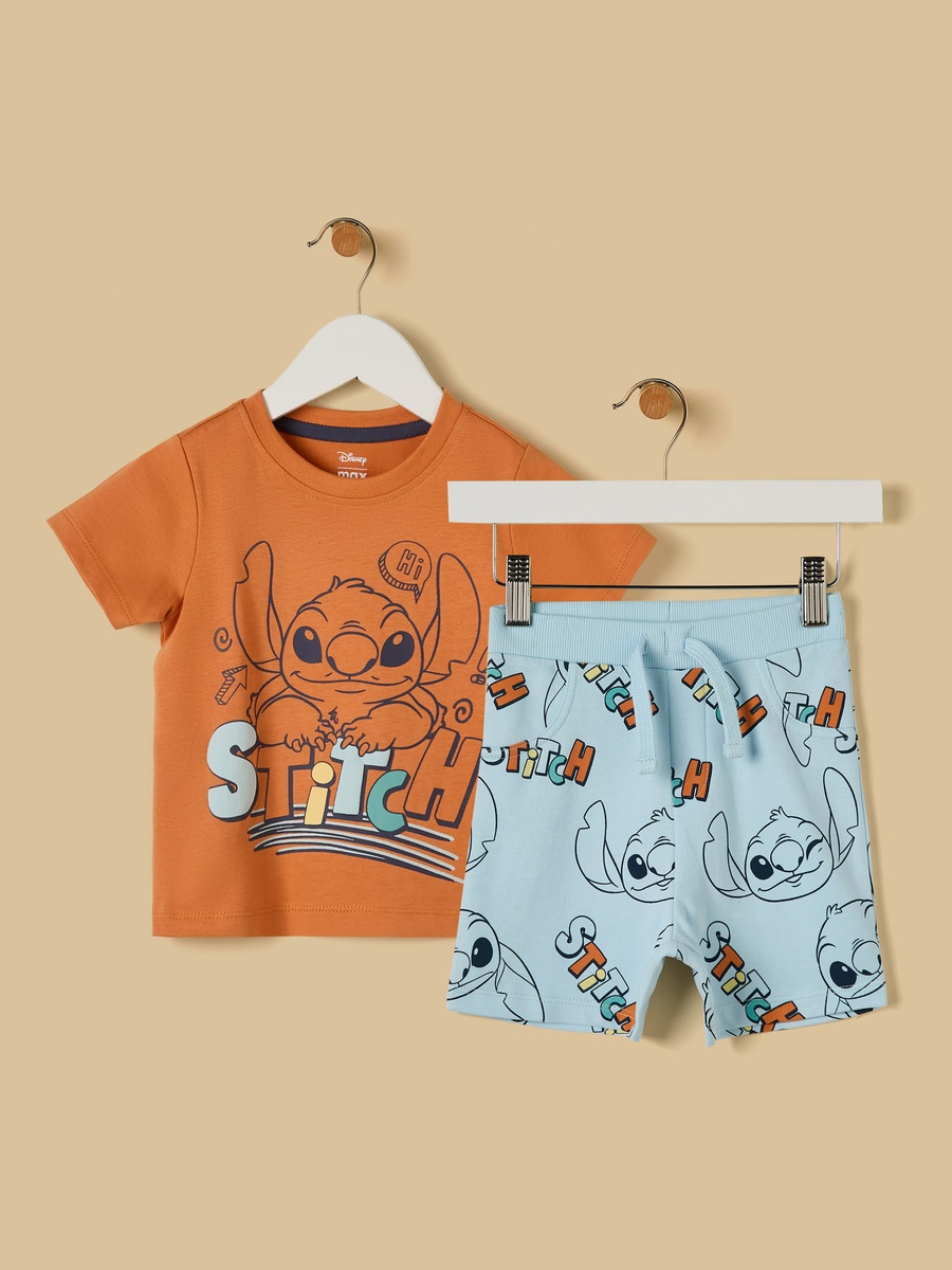 Stitch Print T-Shirt and Shorts Set
