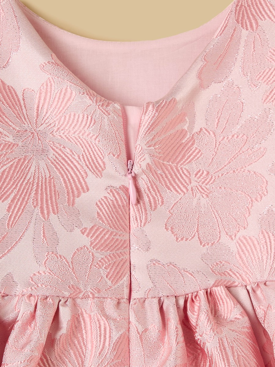 Floral Textured Jacquard Sleeveless Dress