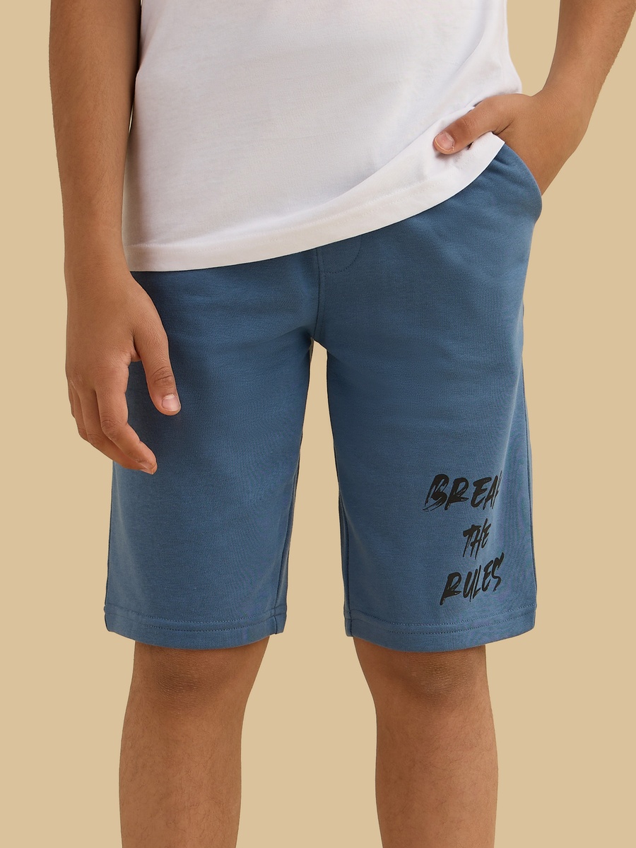 Slogan Print Cotton Shorts