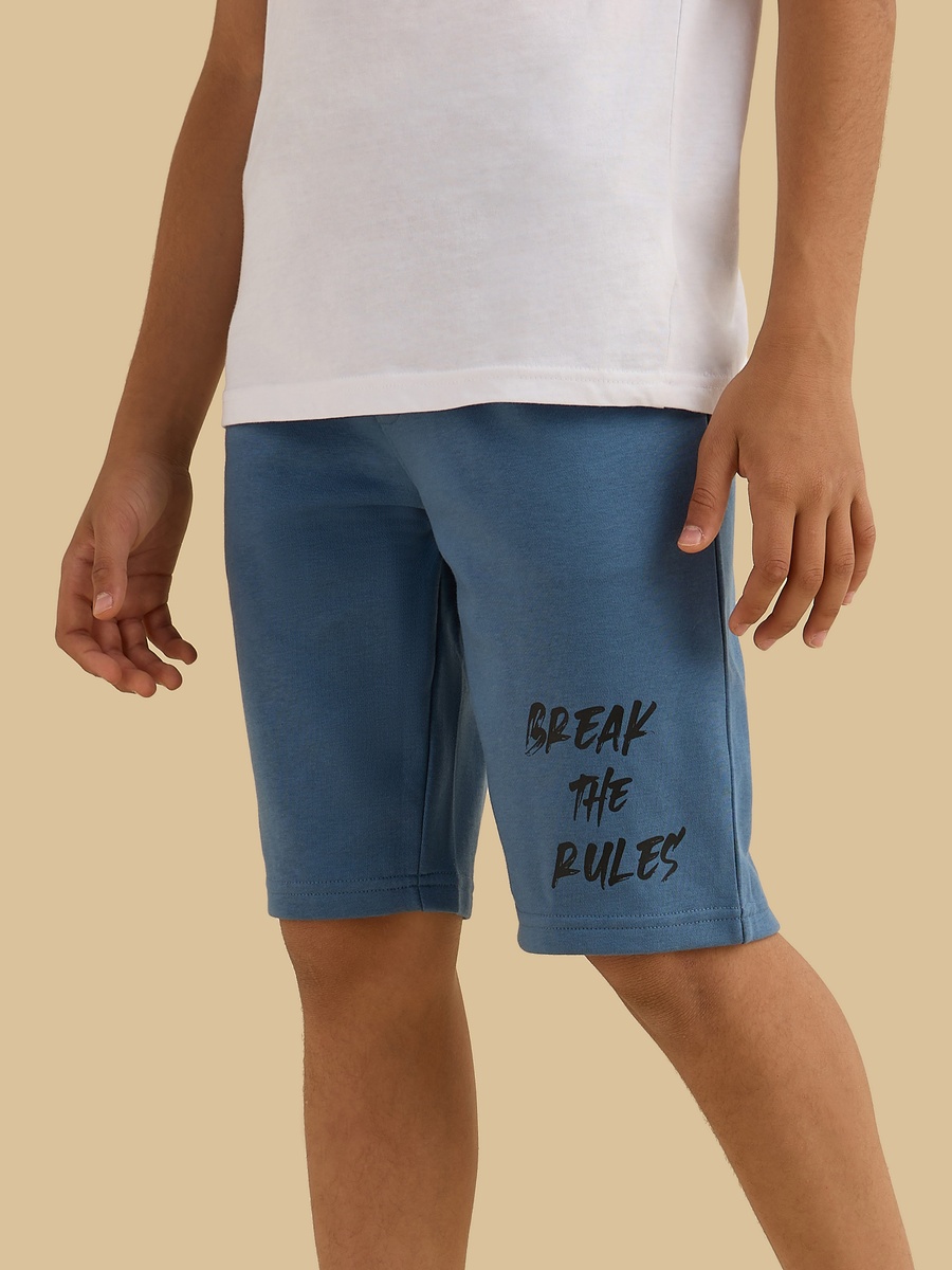 Slogan Print Cotton Shorts