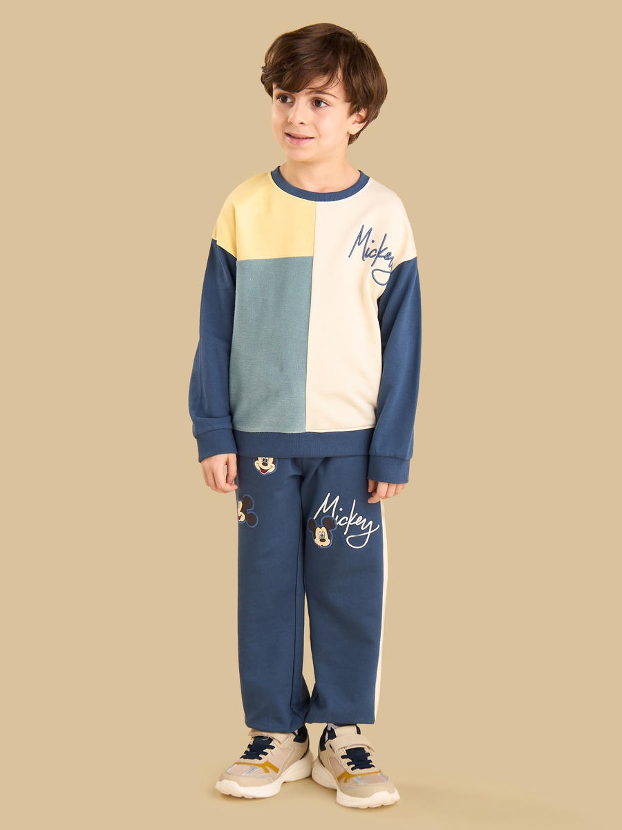 Mickey Mouse Print Cotton Sweatshirt and Joggers Set