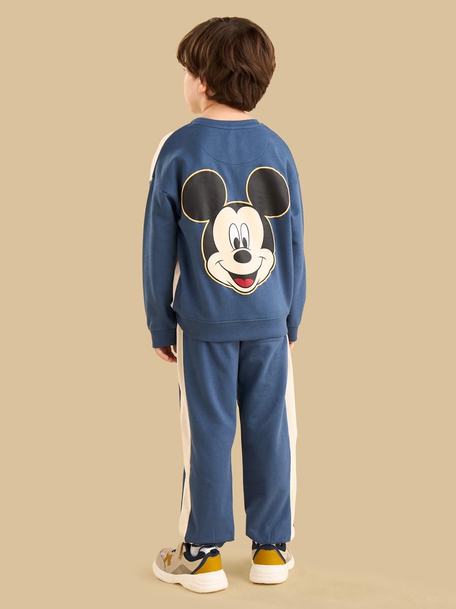 Mickey Mouse Print Cotton Sweatshirt and Joggers Set