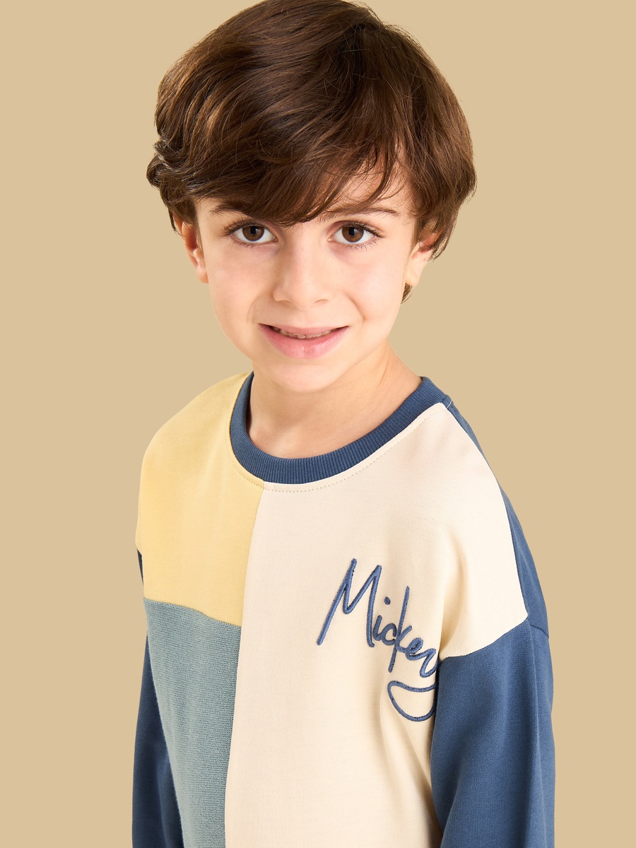 Mickey Mouse Print Cotton Sweatshirt and Joggers Set