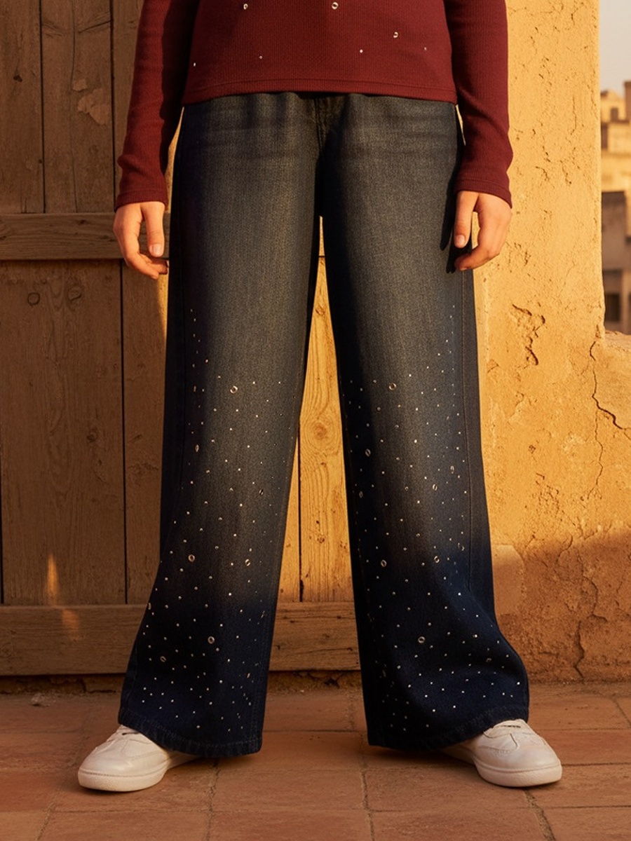Embellished Wide Leg Jeans