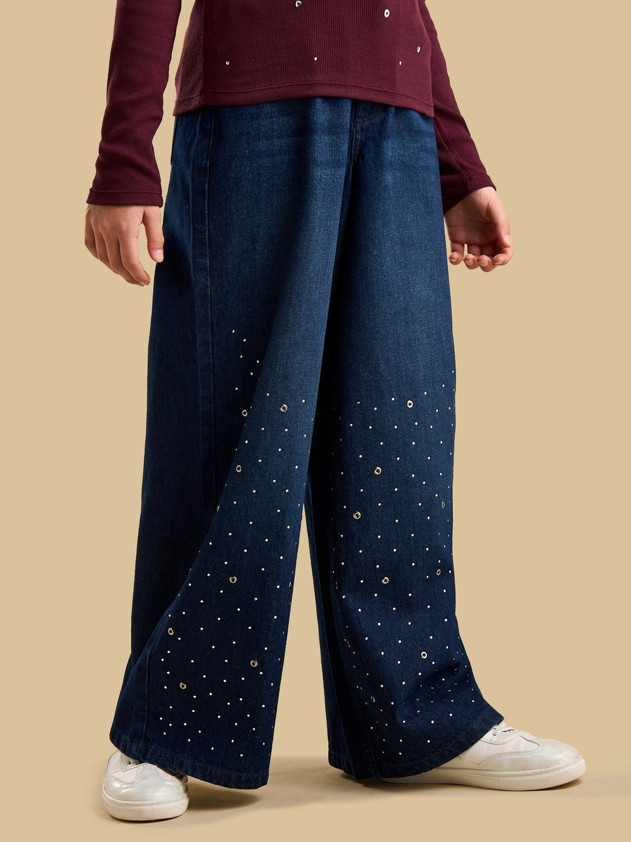 Embellished Wide Leg Jeans