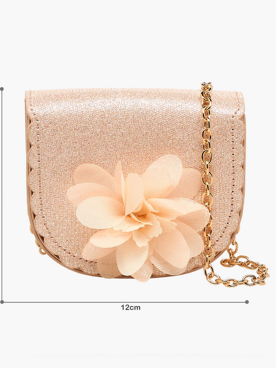 Floral Applique Crossbody Bag with Chain Strap 