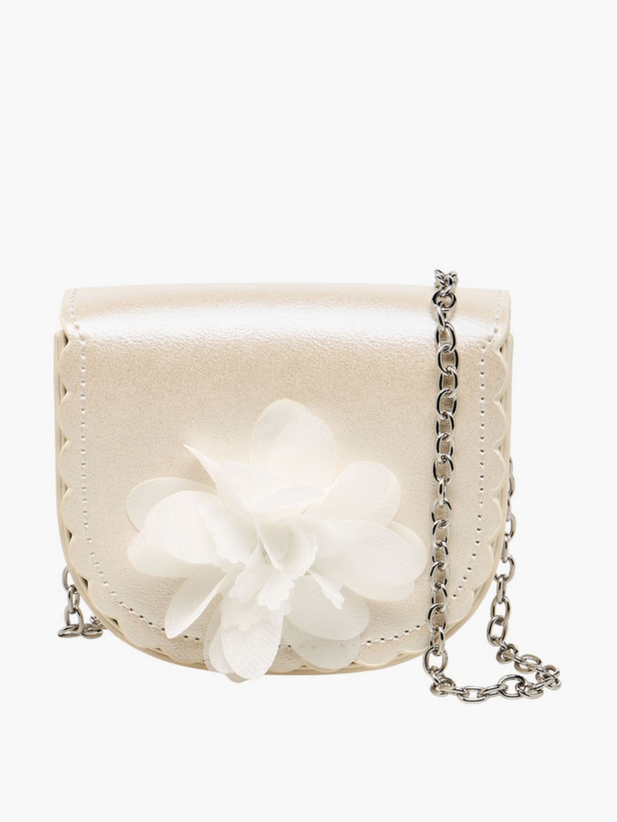 Floral Applique Crossbody Bag with Chain Strap 