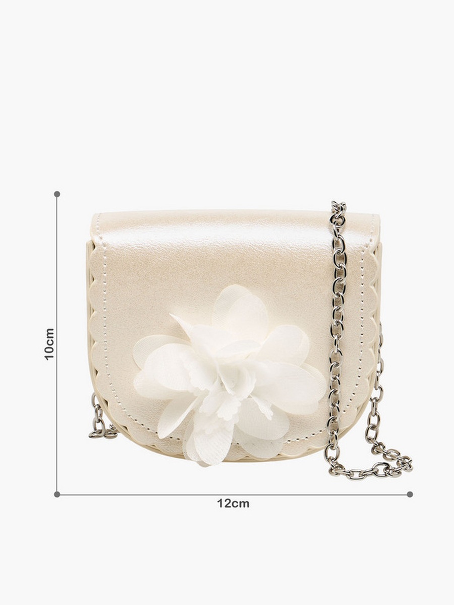 Floral Applique Crossbody Bag with Chain Strap 