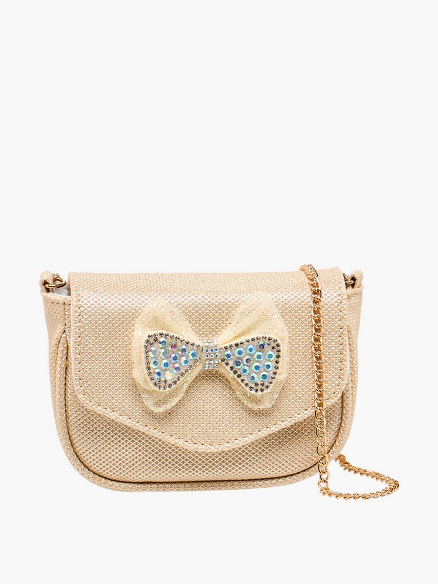 Embellished Bow Crossbody Bag with Chain Strap 