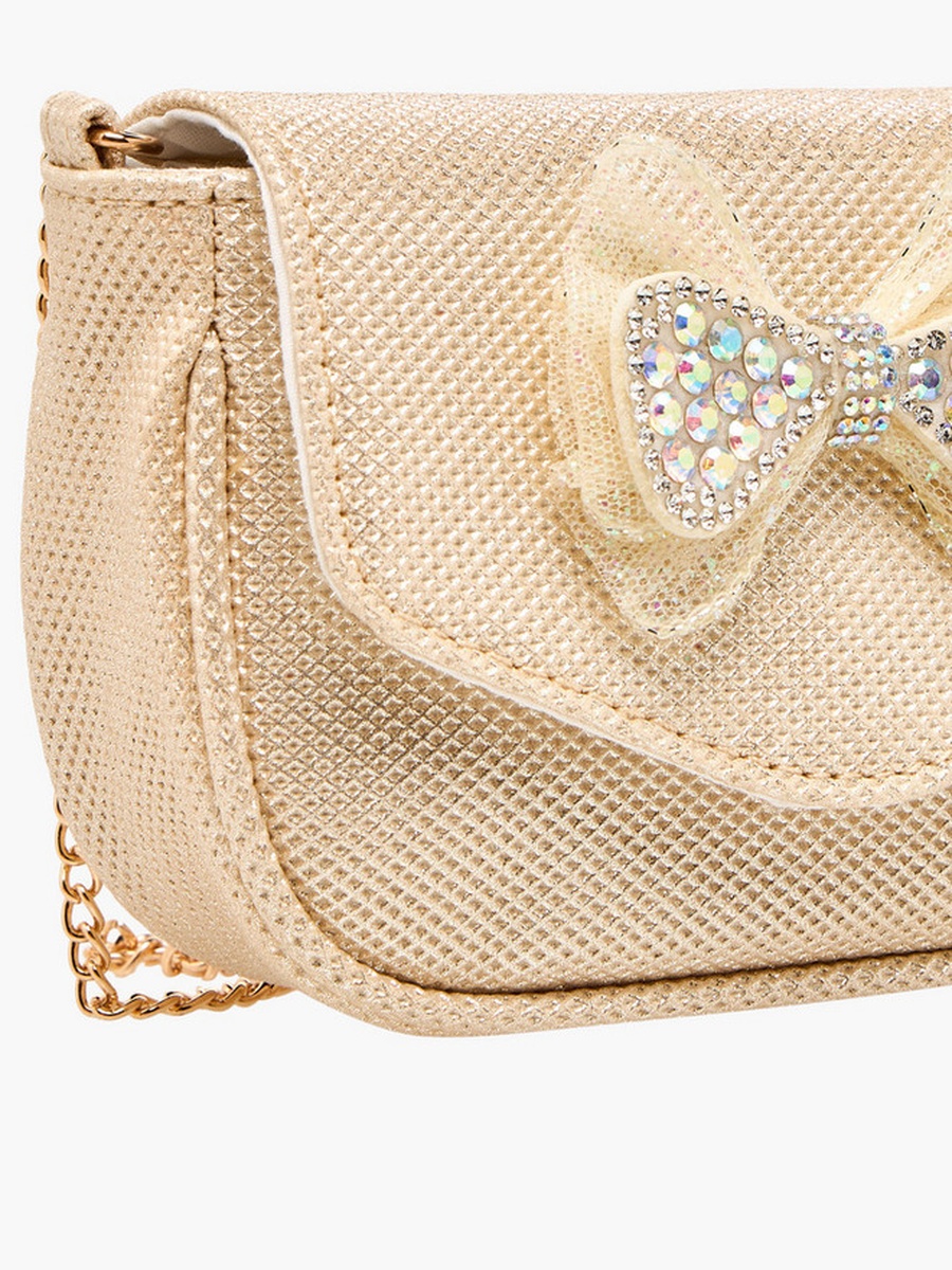 Embellished Bow Crossbody Bag with Chain Strap 
