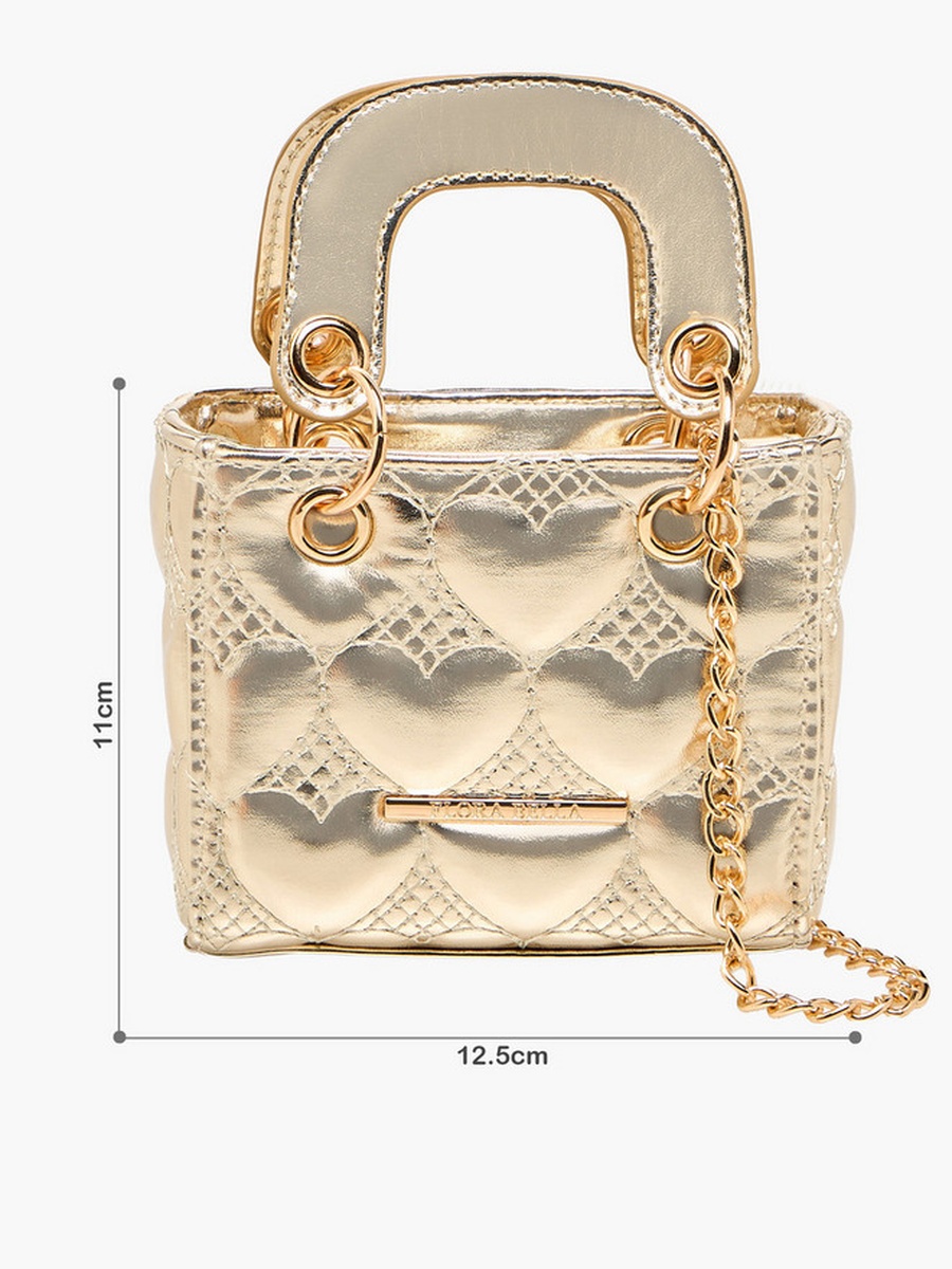 Heart Quilted Crossbody Bag with Chain Strap 