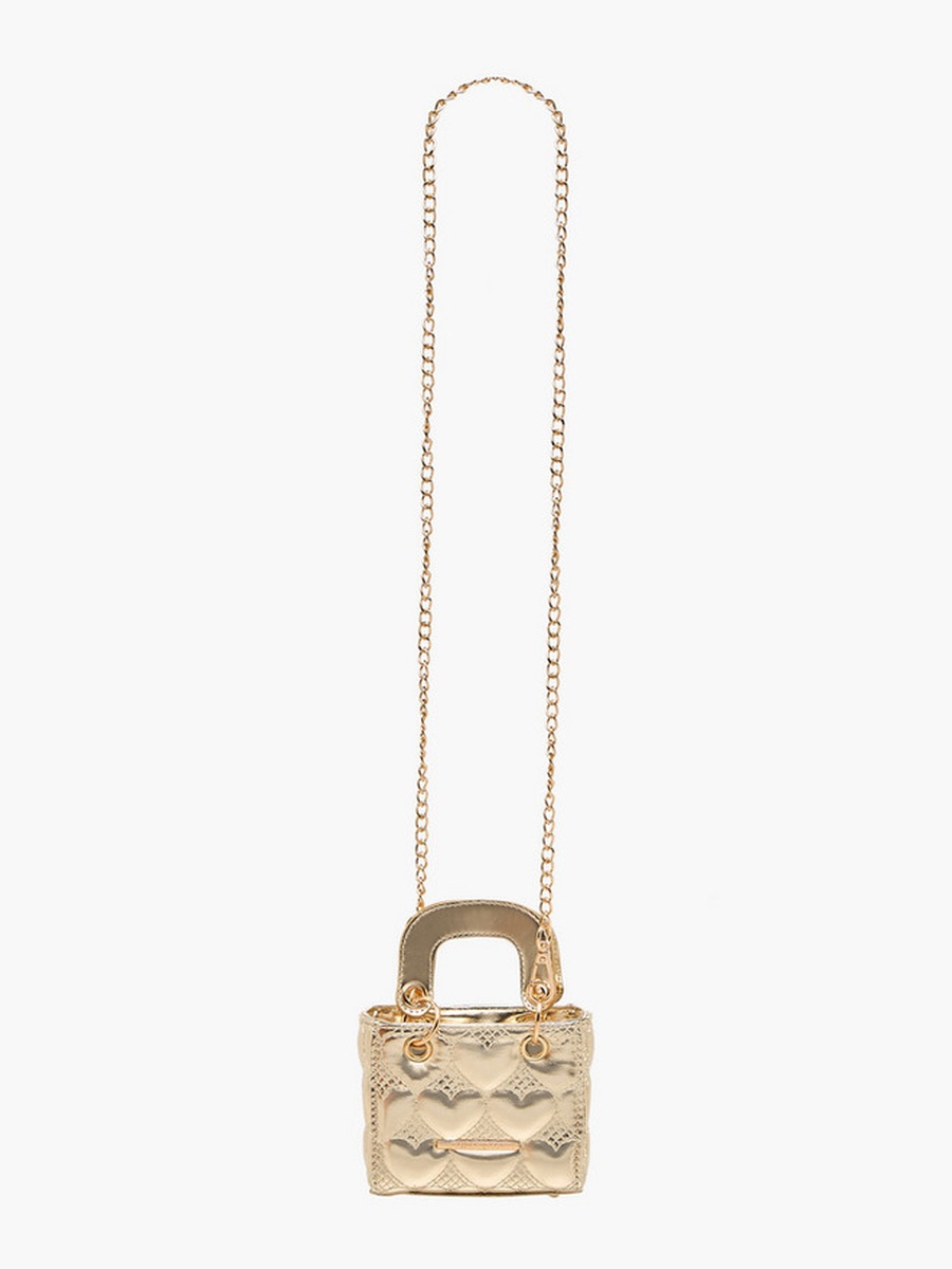 Heart Quilted Crossbody Bag with Chain Strap 