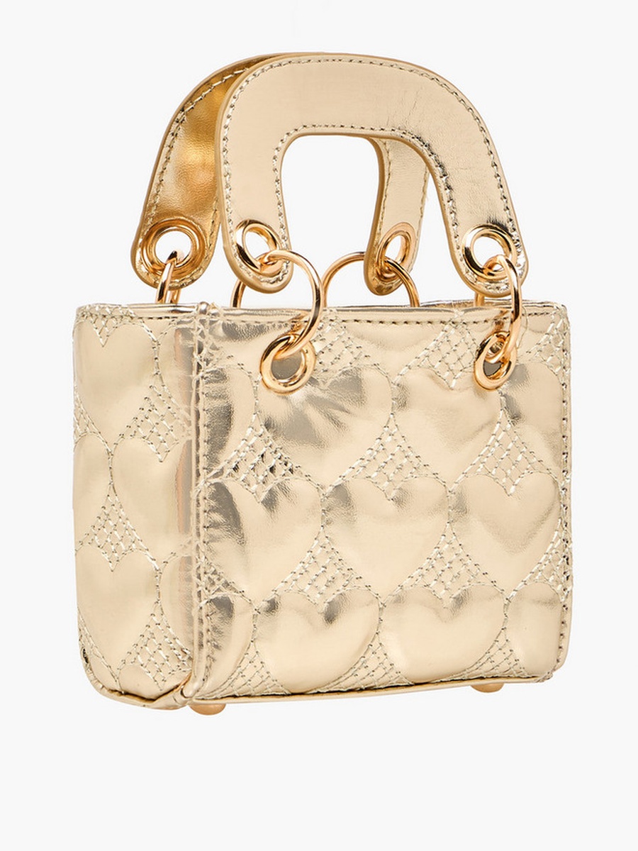 Heart Quilted Crossbody Bag with Chain Strap 