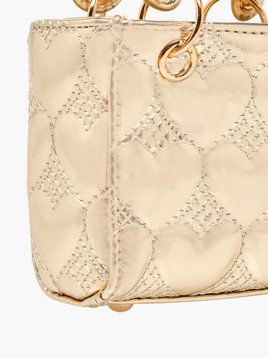 Heart Quilted Crossbody Bag with Chain Strap 