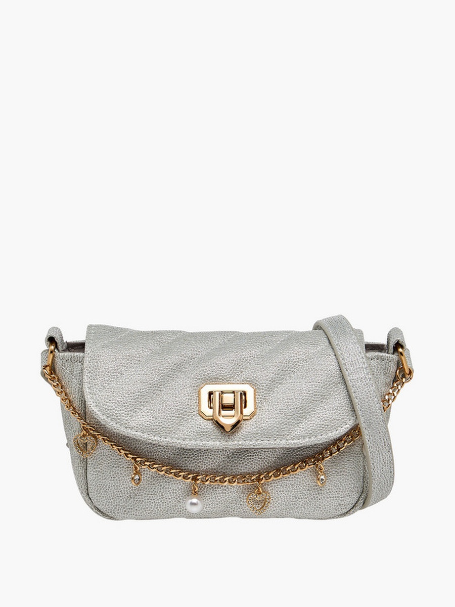 Charm Embellished Crossbody Bag with Adjustable Strap  -  W 15.4 x  D 5.6 x  H 8.6 cm