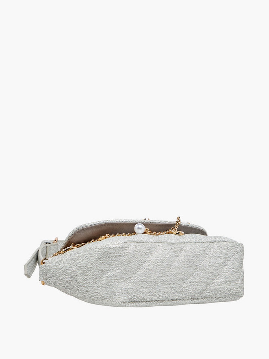 Charm Embellished Crossbody Bag with Adjustable Strap  -  W 15.4 x  D 5.6 x  H 8.6 cm