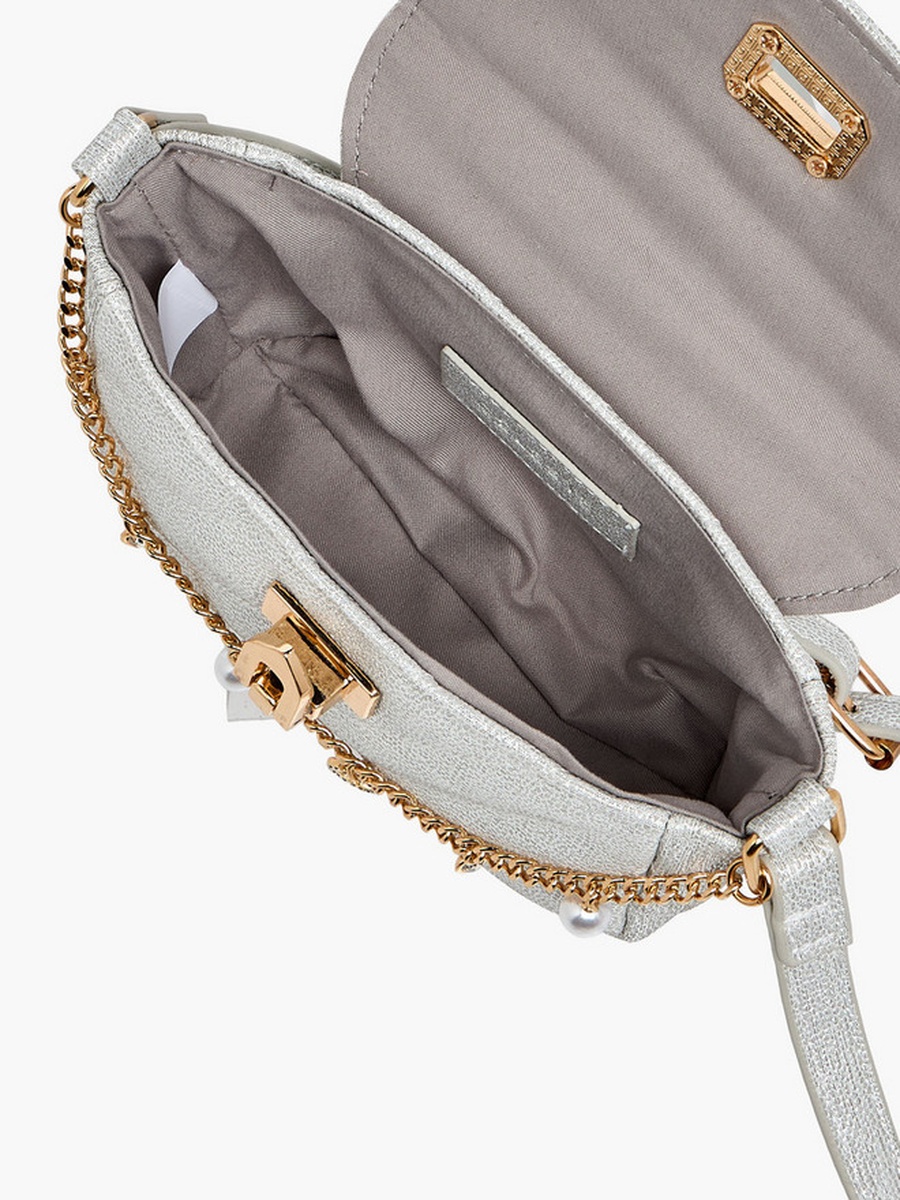 Charm Embellished Crossbody Bag with Adjustable Strap  -  W 15.4 x  D 5.6 x  H 8.6 cm