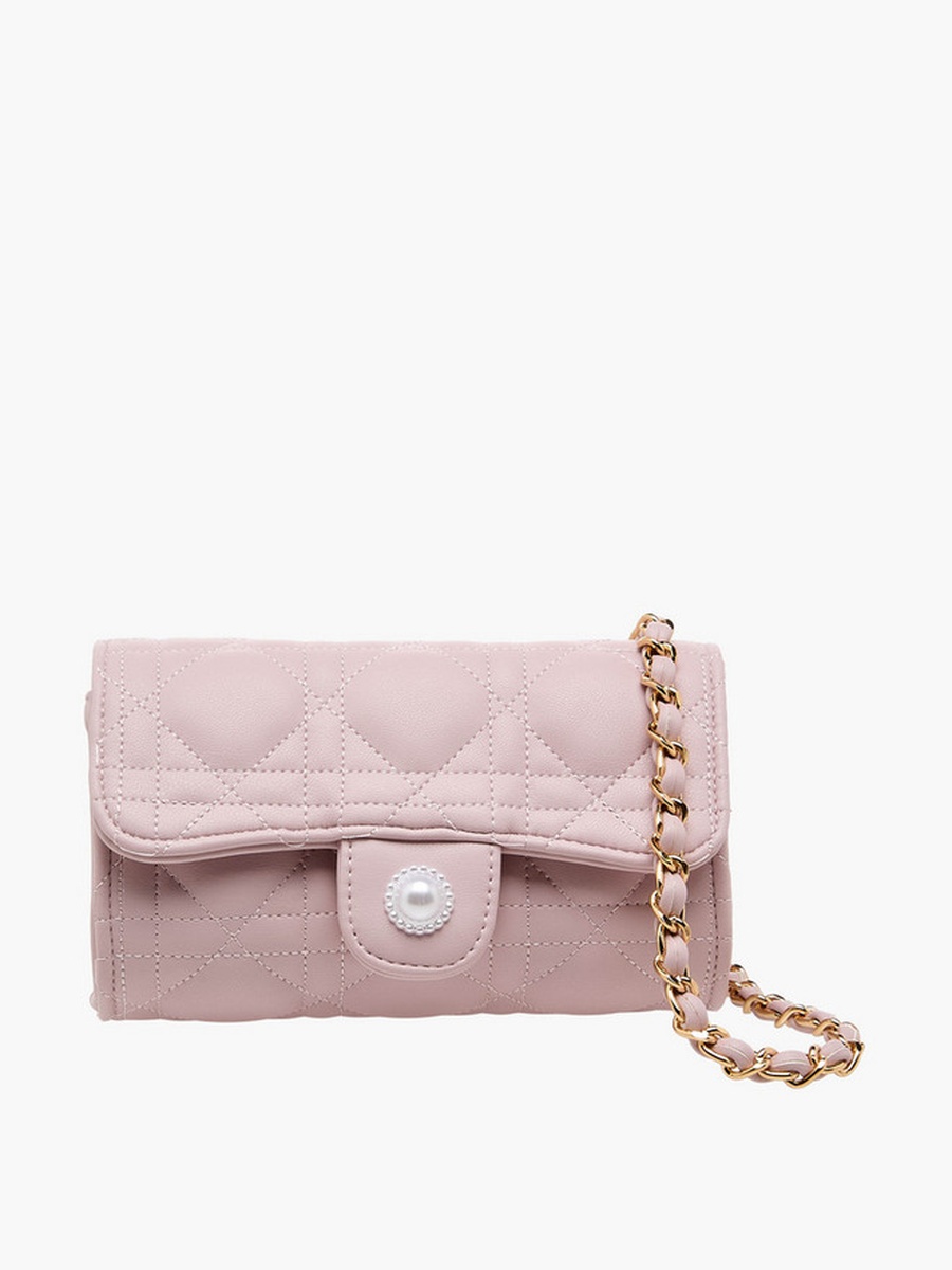 Quilted Crossbody Bag with Chain Strap  -  W 15 x  D 6.5 x  H 8 cm