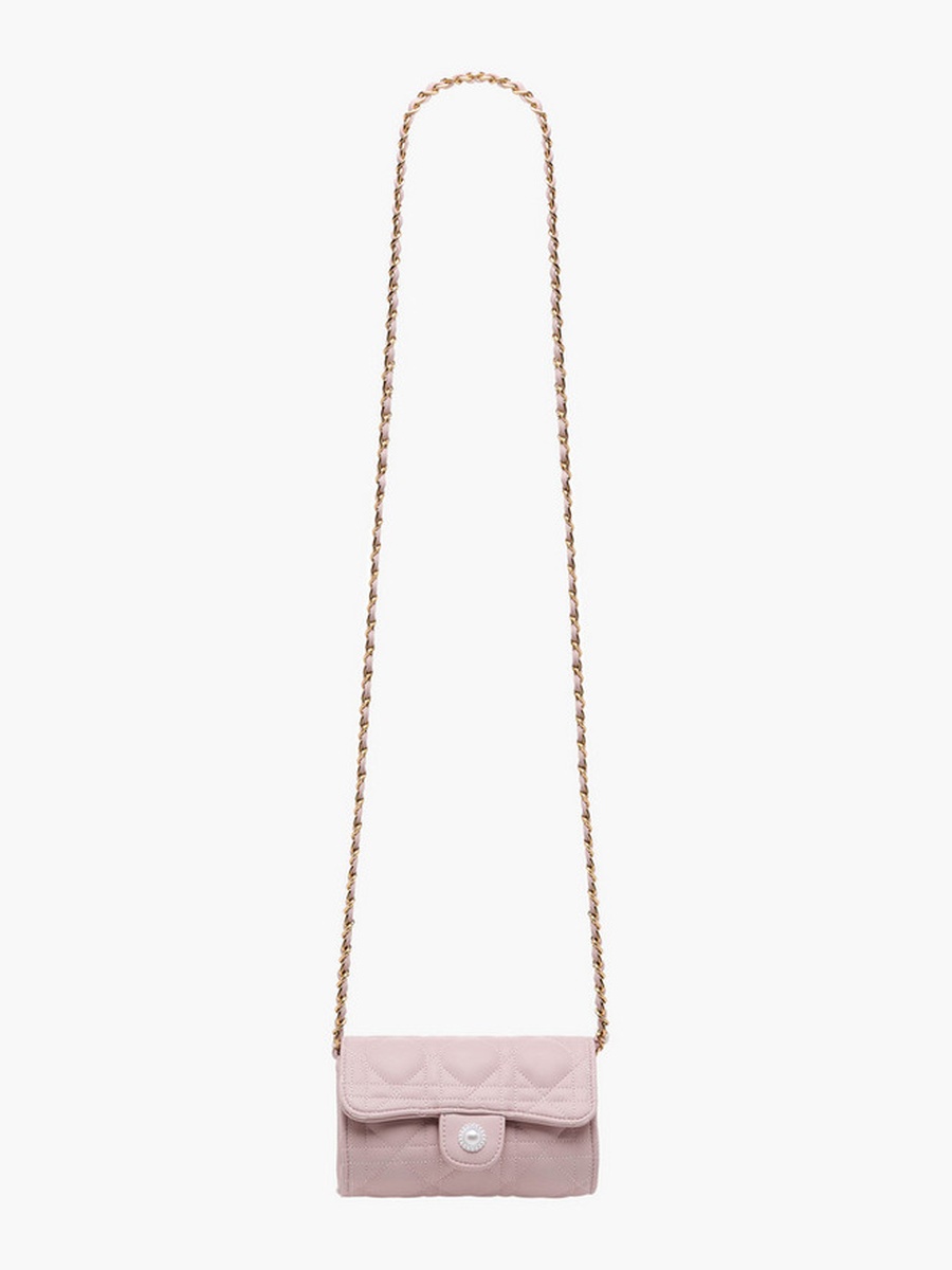 Quilted Crossbody Bag with Chain Strap  -  W 15 x  D 6.5 x  H 8 cm